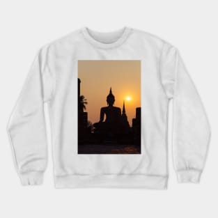 Buddha statue against sunset silhouette Crewneck Sweatshirt